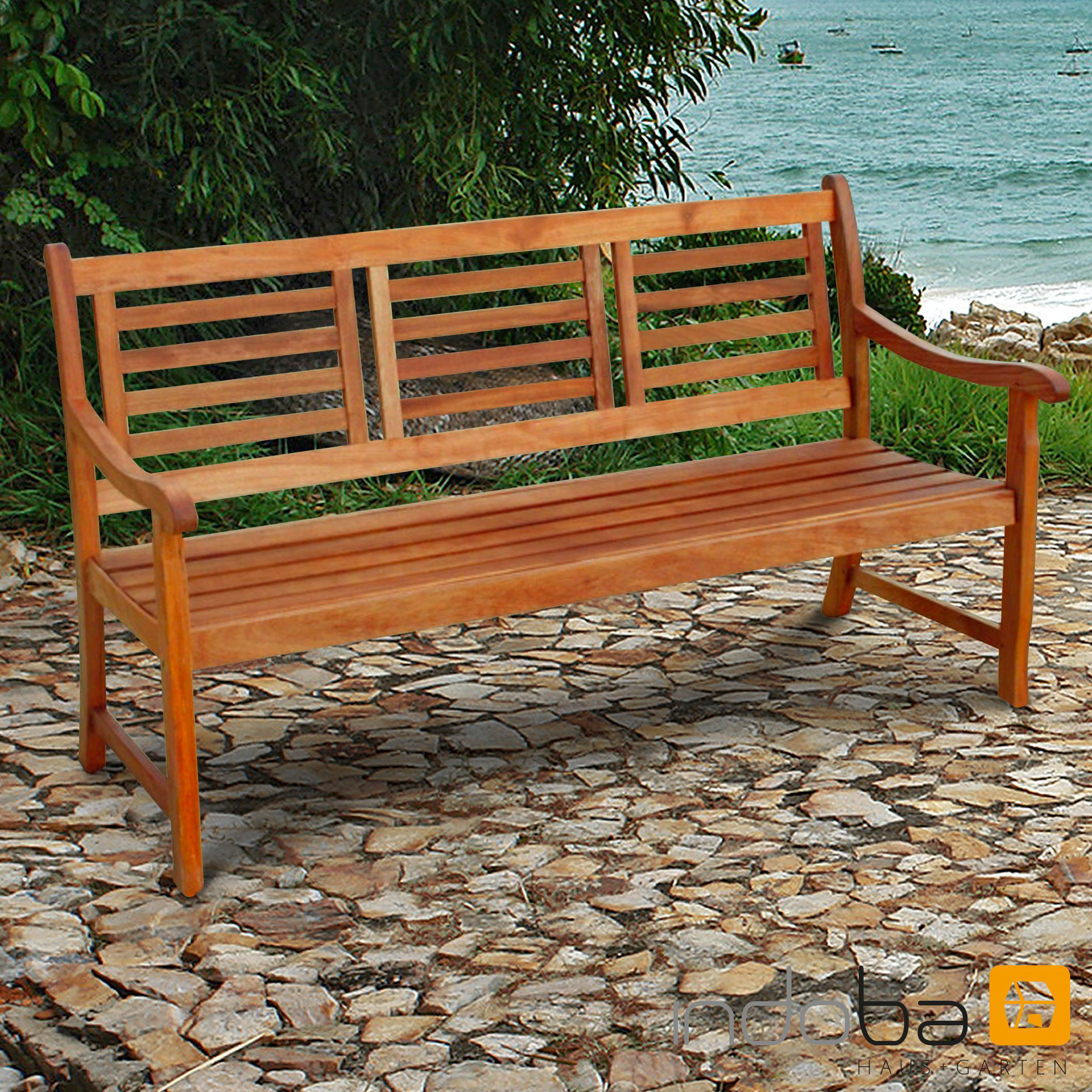 Gartenbank 3-Sitzer Phuket aus geöltem Eukalyptusholz Bänke