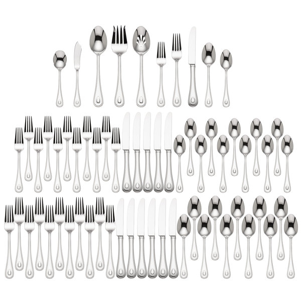 Best Choices French Perle 65 Piece 18/10 Stainless Steel Flatware Set, Service For 12 By Lenox No Copoun
