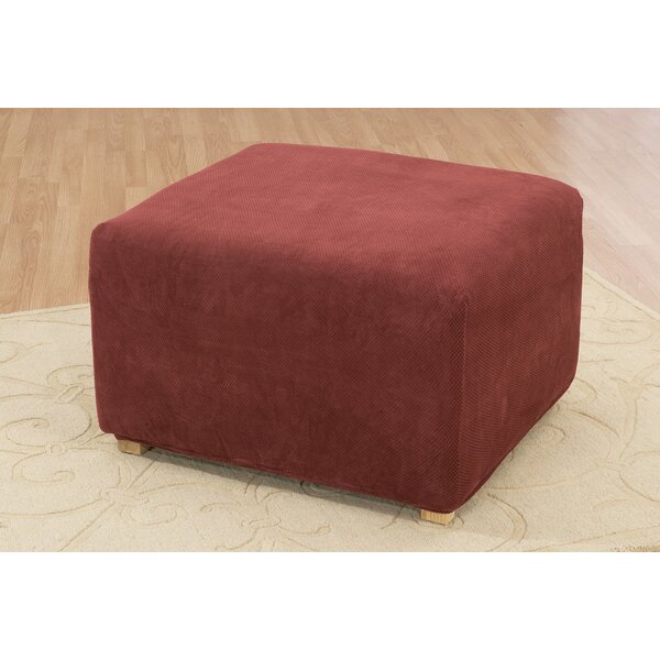 Stretch Pique Box Cushion Ottoman Slipcover By Sure Fit