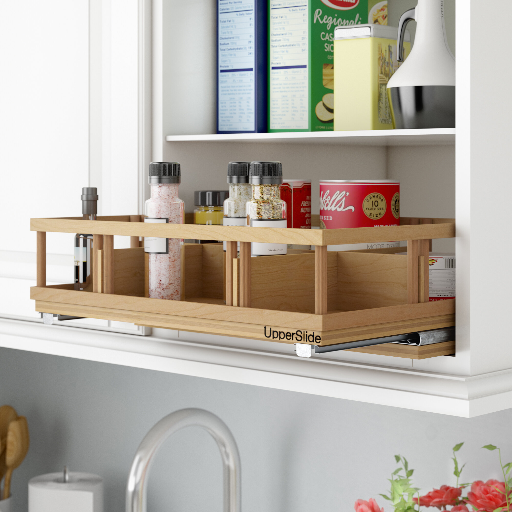 Dotted Line Baron Upper Cabinet Spice Rack Caddy Large Pull Out