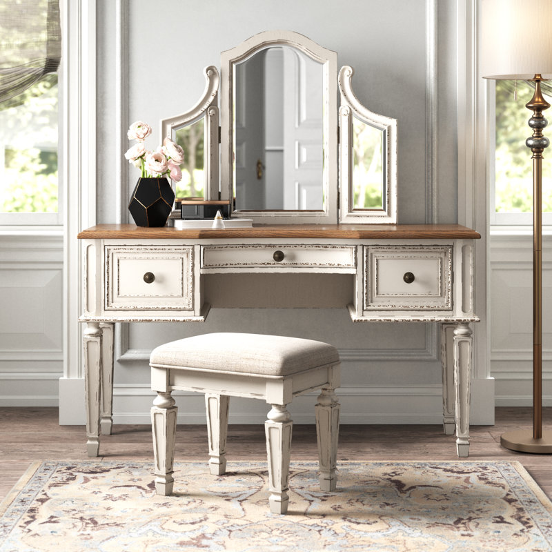Kelly Clarkson Home Sara Vanity Set With Stool And Mirror Reviews Wayfair