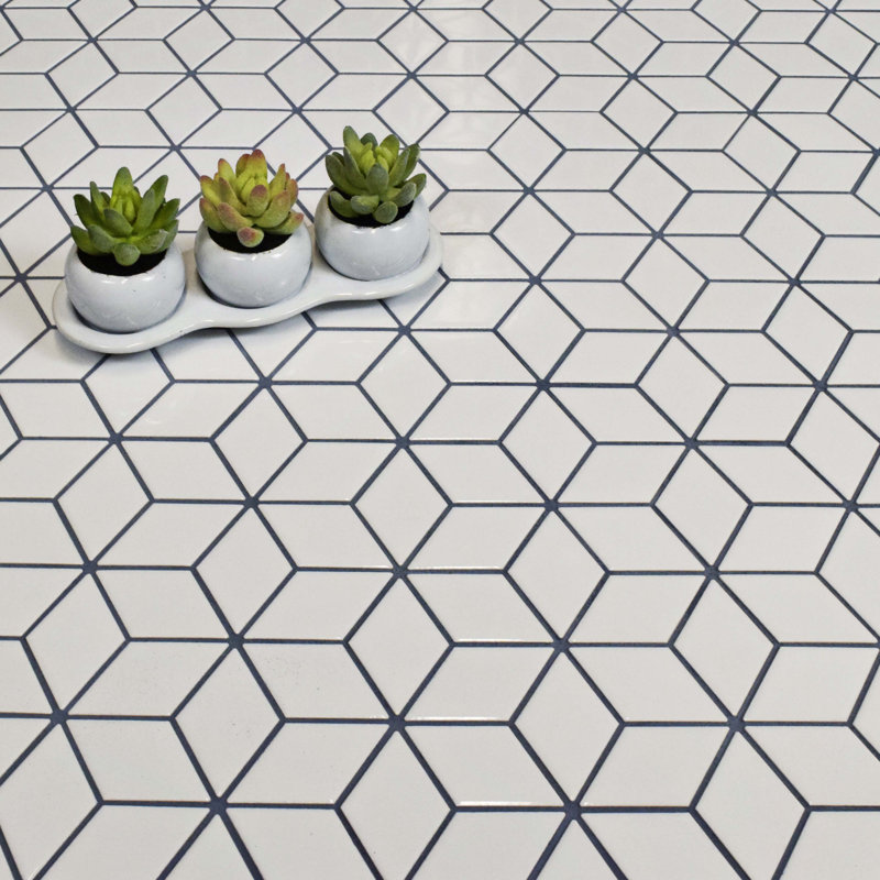 EliteTile Retro Rhombus 1.88" x 3.18" Porcelain Mosaic ...