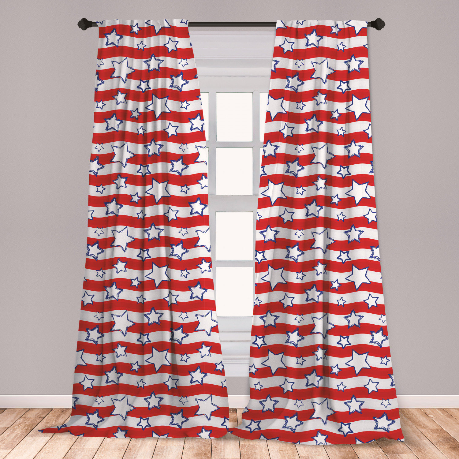 East Urban Home Ambesonne Usa Window Curtains Horizontal Wavy