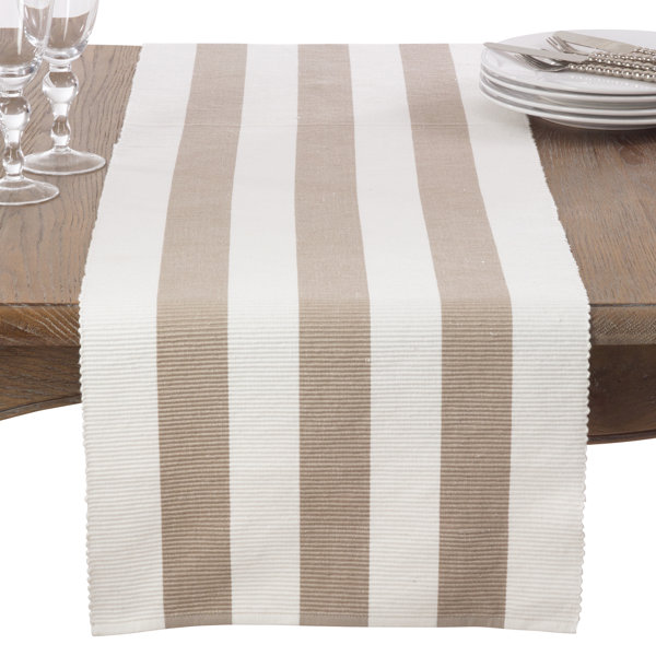 Ribbed Stripe Cotton Table Runner by Saro