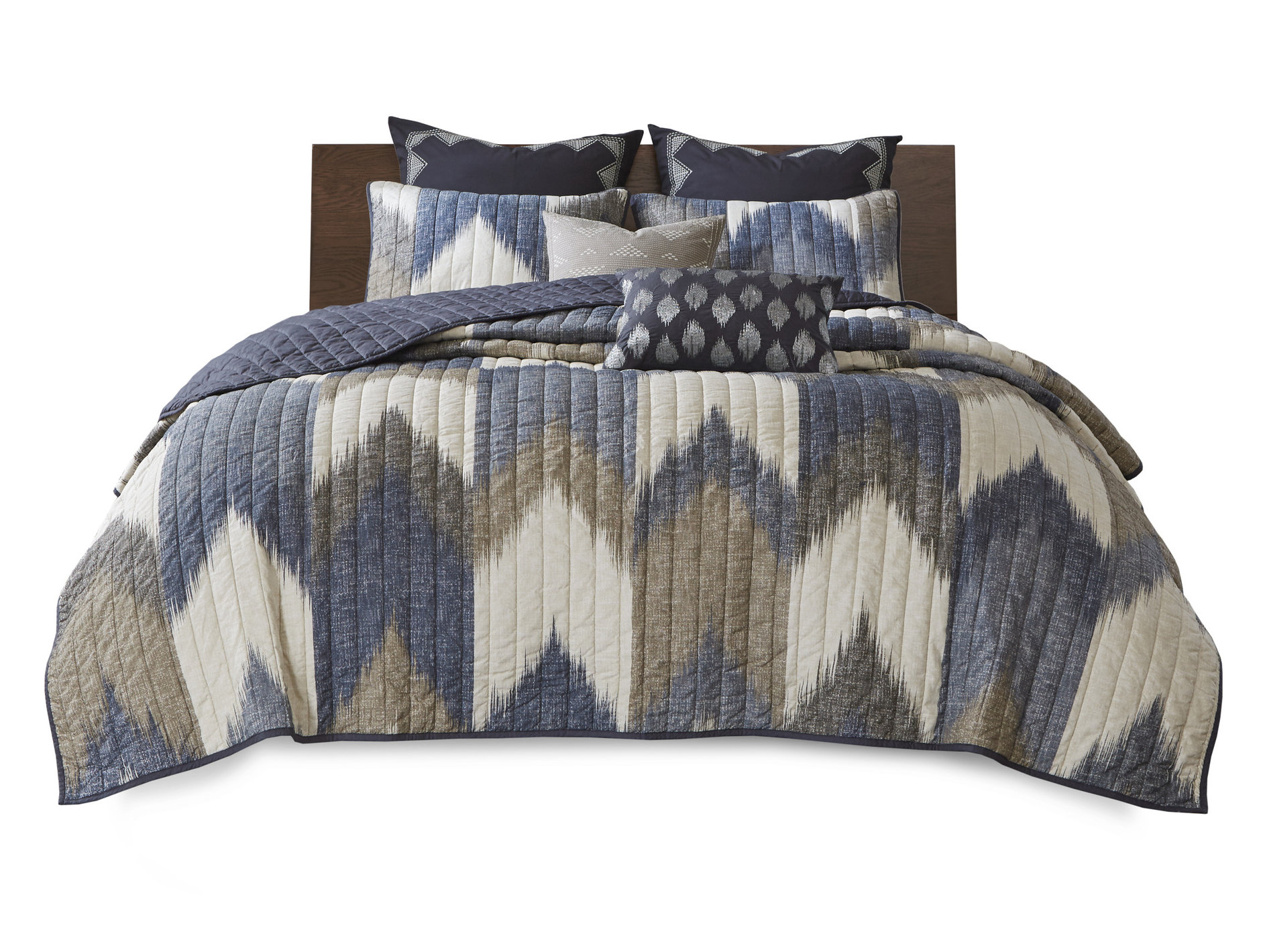 Luxury PRINTED 3pc Plain Quilt Bedspread Set with Pillow Cover Double King Size