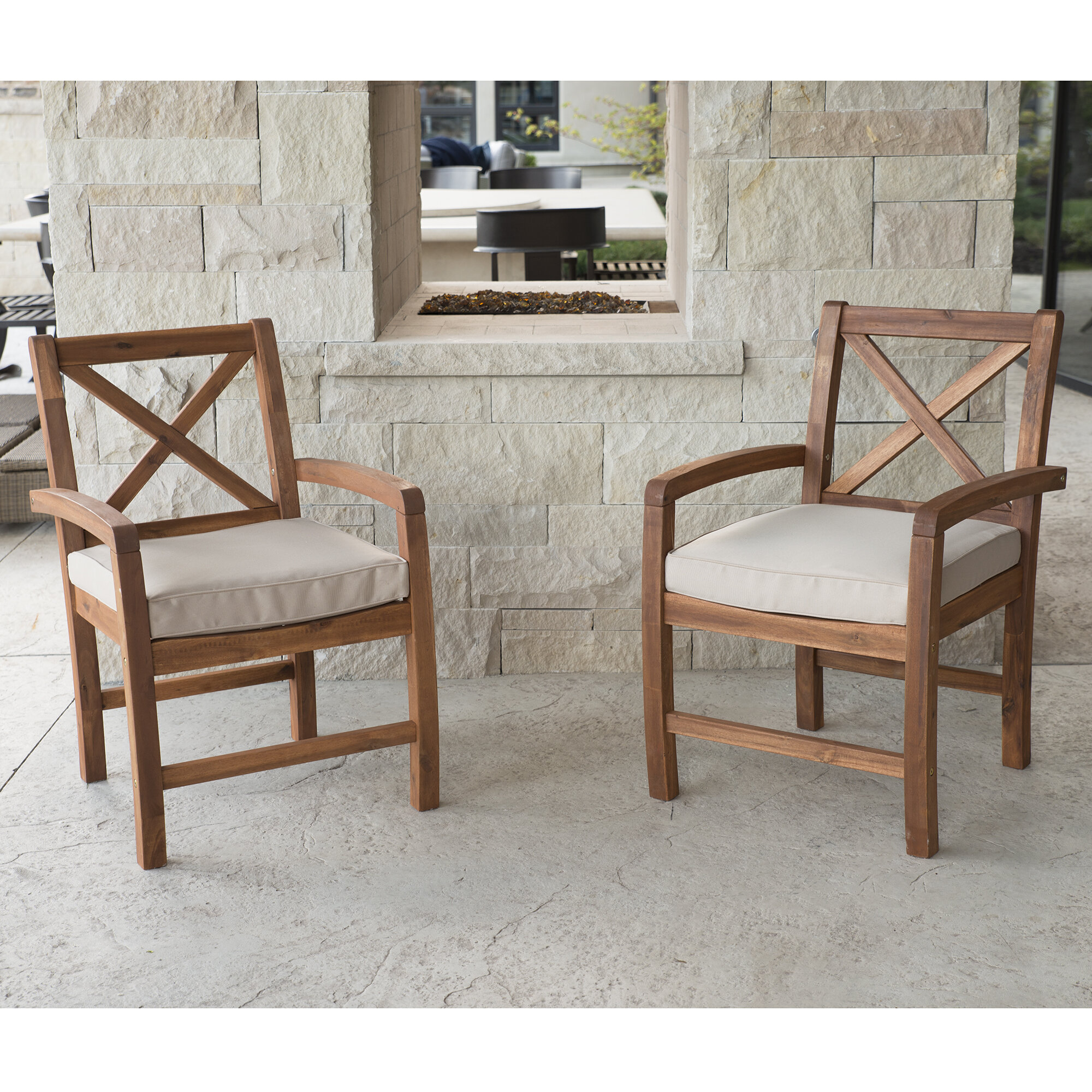 Tim X Back Acacia Patio Chairs With Cushions Reviews Joss Main