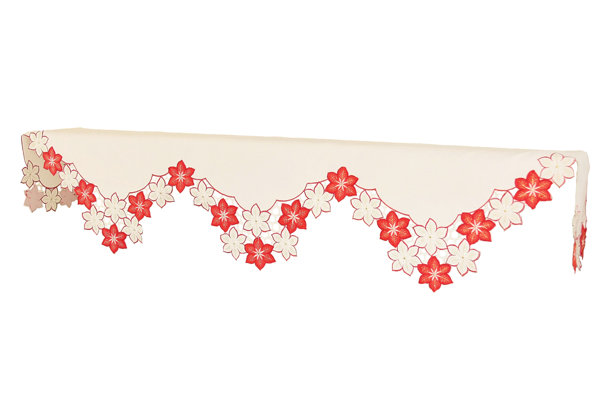 Candy Cane Poinsettia Polyester Mantel Scarf by Xia Home Fashions