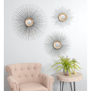 3 Piece Mirror Wall Art Wayfair 3 Piece Dononvan Mid Century Wall Mirror Set