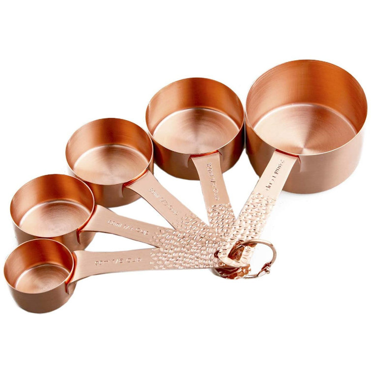 romeidata Rose Gold Measuring Cups Set, Metal Measuring Cups, Stainless