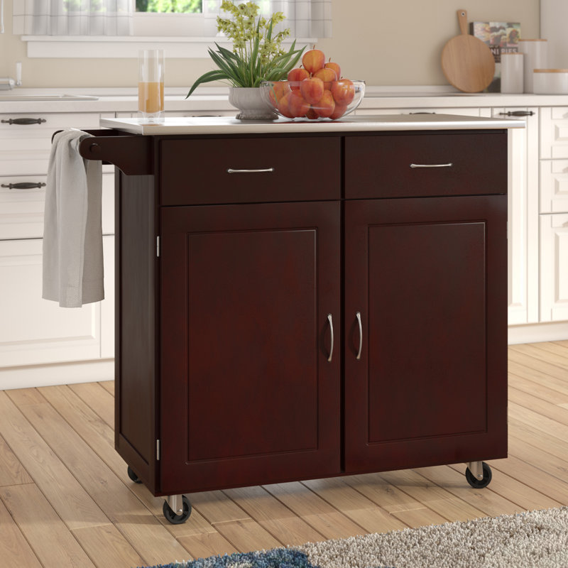 Andover Mills Southerland Large Kitchen Cart With Stainless Steel Top Reviews Wayfair