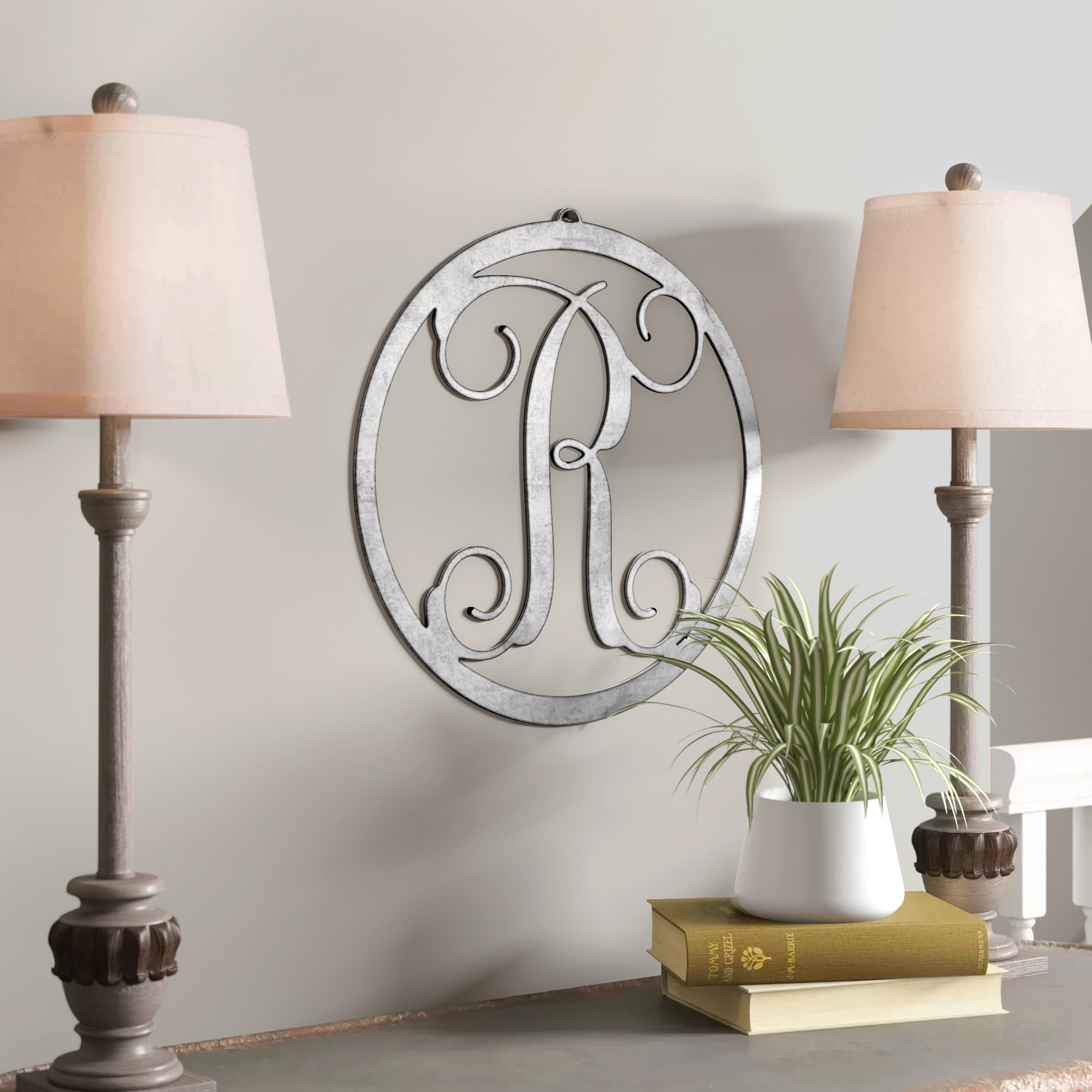 Charlton Home Metal Single Letter Circle Monogram Wall Decor Circle Monogram Wall Decor