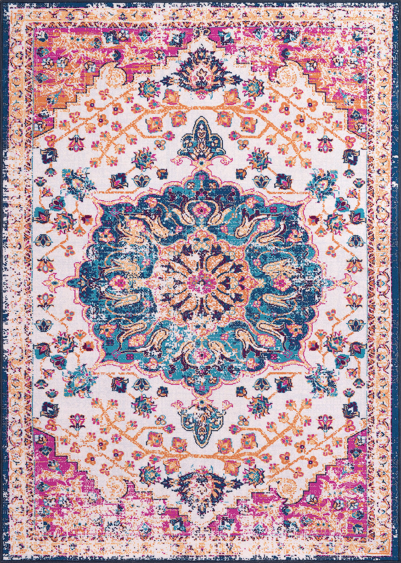 Bloomsbury Market Saxmundham Vintage Medallion Transitional Beige Bloomsbury Market Saxmundham Vintage