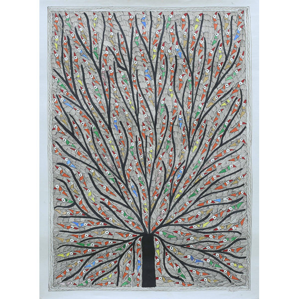 Bloomsbury Market Tree Of Life With Birds Madhubani Unframed Painting Print On Plastic Acrylic Wayfair