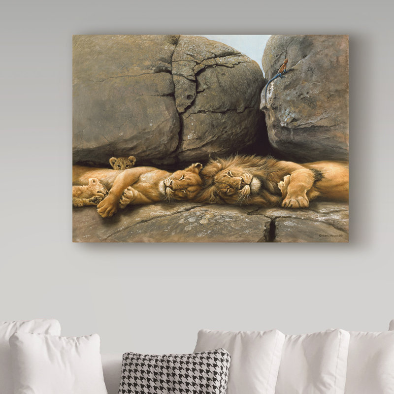 Trademark Art Two Lions Head To Head Acrylic Painting Print On