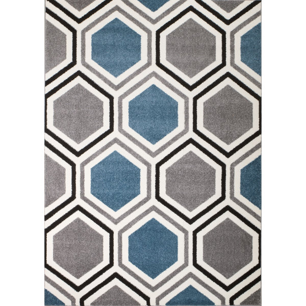 Burchell Gray/Aqua Area Rug by George Oliver