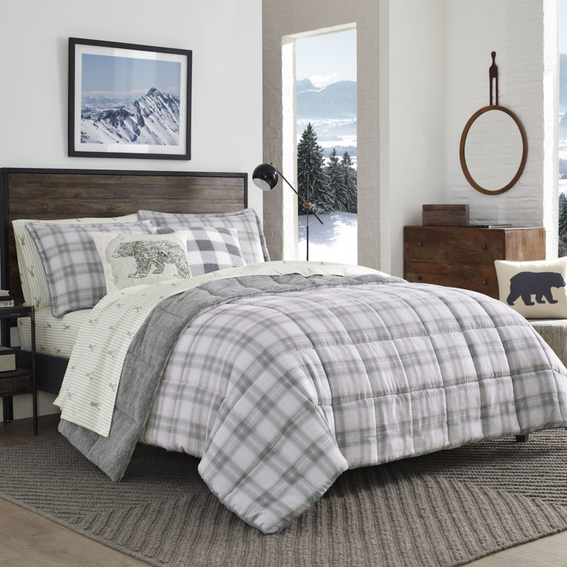 Eddie Bauer Sherwood Plaid Microsuede Reversible Comforter Set