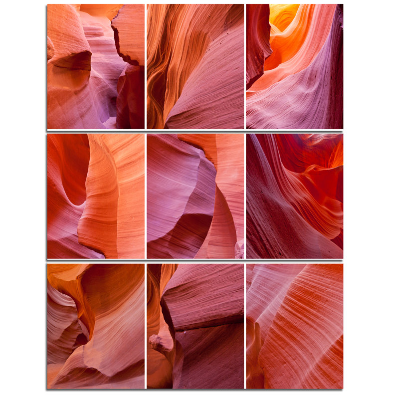 Designart Antelope Canyon Collage 3 Piece Wall Art On Wrapped