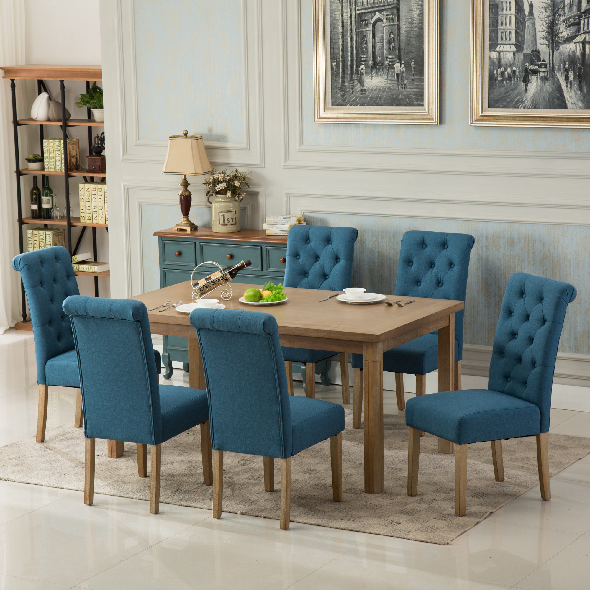 Rumi 7 - Piece Rubberwood Solid Wood Dining Set