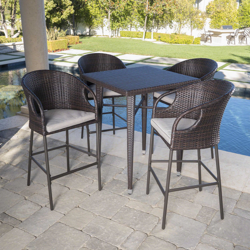 Wrought Studio Ching Outdoor 5 Piece Bar Height Dining Set ...