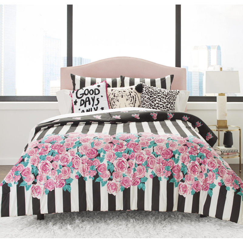 Betsey Johnson Roses Reversible Comforter Set Reviews Roses Reversible Comforter Set