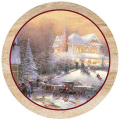 3dRose cst/_5919/_3 Christmas Red Bells Ceramic Tile Coasters Set of 4