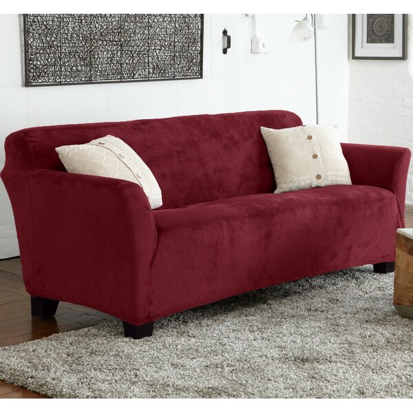 Review Velvet Plush Form Fit Stretch Box Cushion Sofa Slipcover