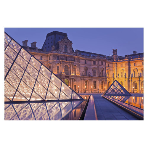 Louvre in Paris by Night 2.25m x 3.36m Textured Matte Peel & Stick Wall Mural East Urban Home