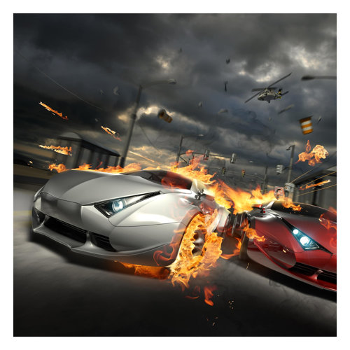 Racing in a Storm 2.88m x 2.88m Textured Matte Peel & Stick Wall Mural East Urban Home