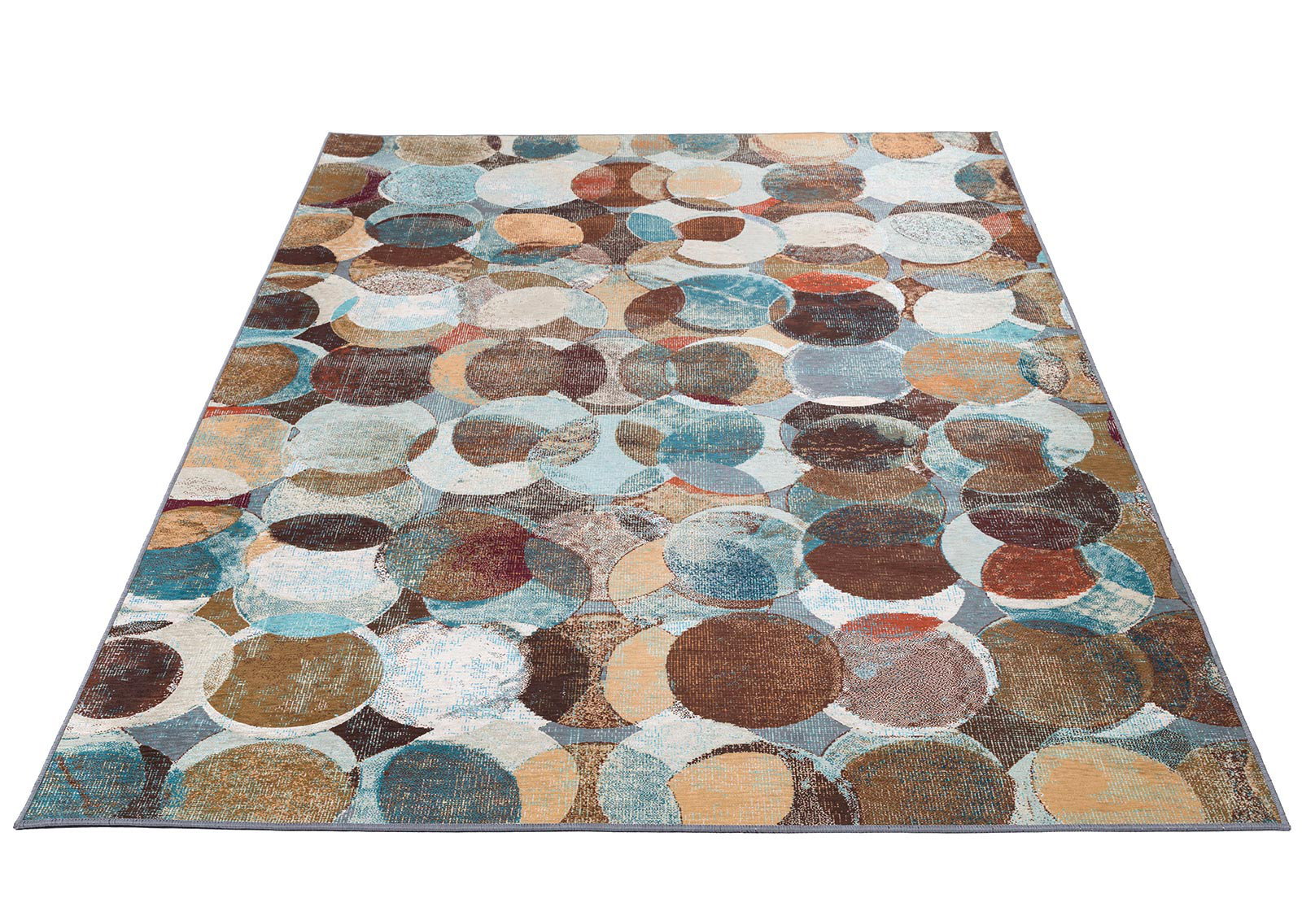 Ebern Designs Jaelynn Contemporaty Circles Geometric Brown Blue Jaelynn Contemporaty Circles Geometric