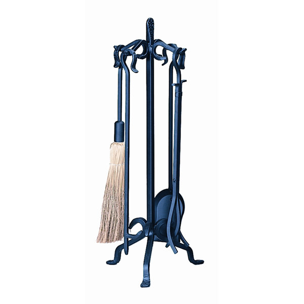 4 Piece Wrought Iron Fireplace Tool Set With Stand by Uniflame Corporation