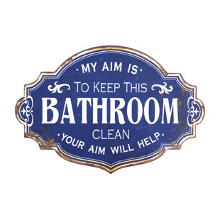 Vintage Metal Bathroom Wall Sign With Distressed Finish Décor Vintage Metal Bathroom Wall Sign With Distressed Finish Décor