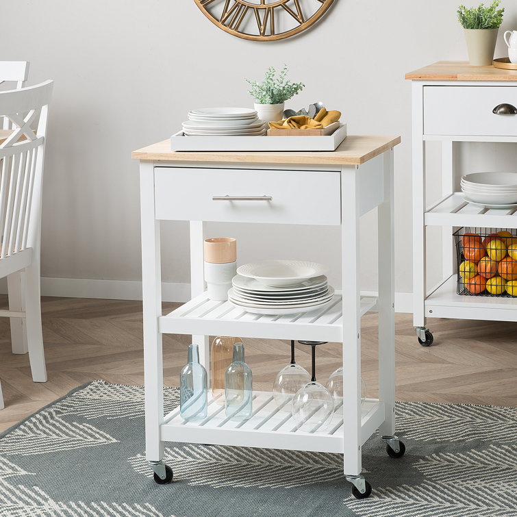 Brambly Cottage Clio Kitchen Trolley With Rubberwood Top Reviews Wayfair Co Uk