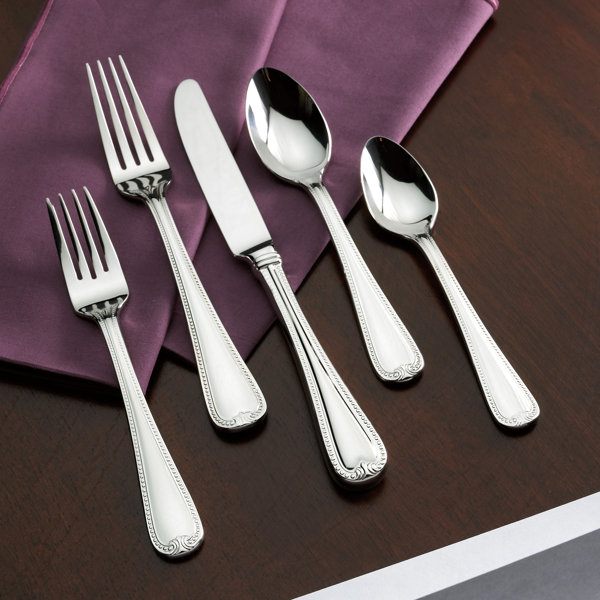 Best Choices Vintage Jewel Frosted 5 Piece 18/10 Stainless Steel Flatware Set, Service For 1 By Lenox Sale