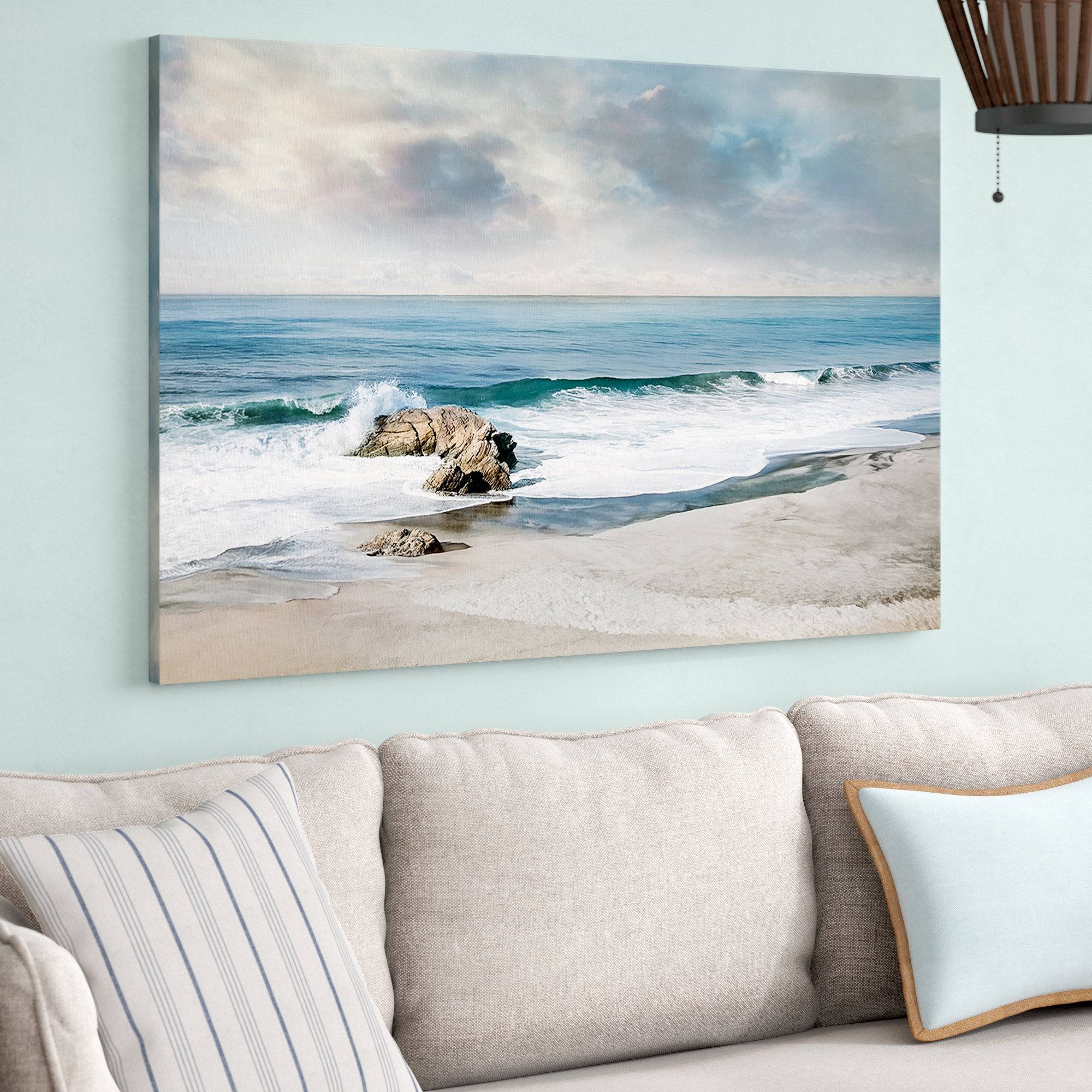iCanvasART 3 Piece Gorgonia Miniacea on Linen Sea Foam Canvas Print by Wild Apple Portfolio 60 x 40 x 0.75-Inch