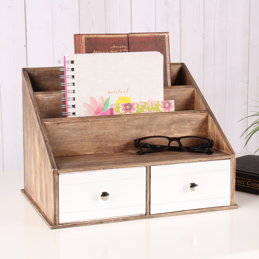 Industrious Desktop File Folder Organizer with 2 Pockets and 2 Drawers