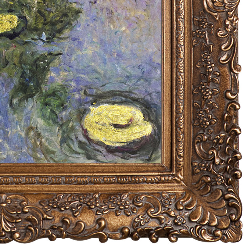 Tori Home Luxury Line Water Lilies Metallic Embellished By Claude Monet Framed Original Painting On Canvas Wayfair