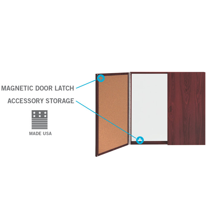 Ghent Magnetic Porcelain Whiteboard Cabinet With Cork Interior