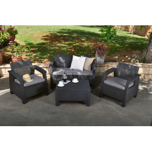 Berard 4 Piece Rattan Seating Group with Cushions