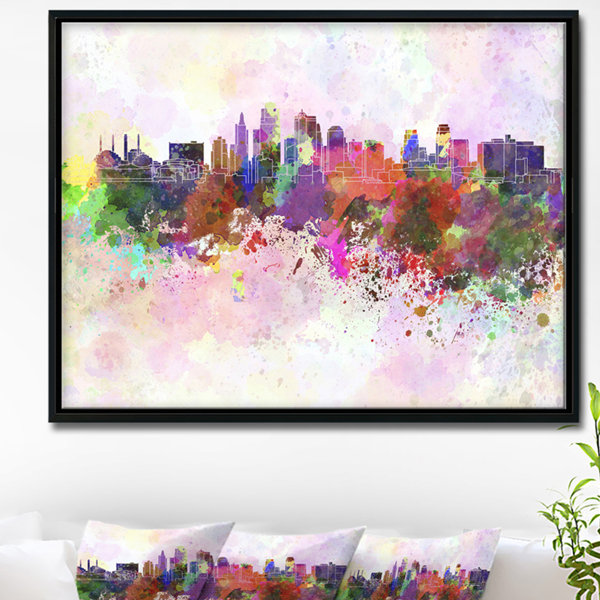 East Urban Home Kansas City Skyline Framed Painting On Wrapped