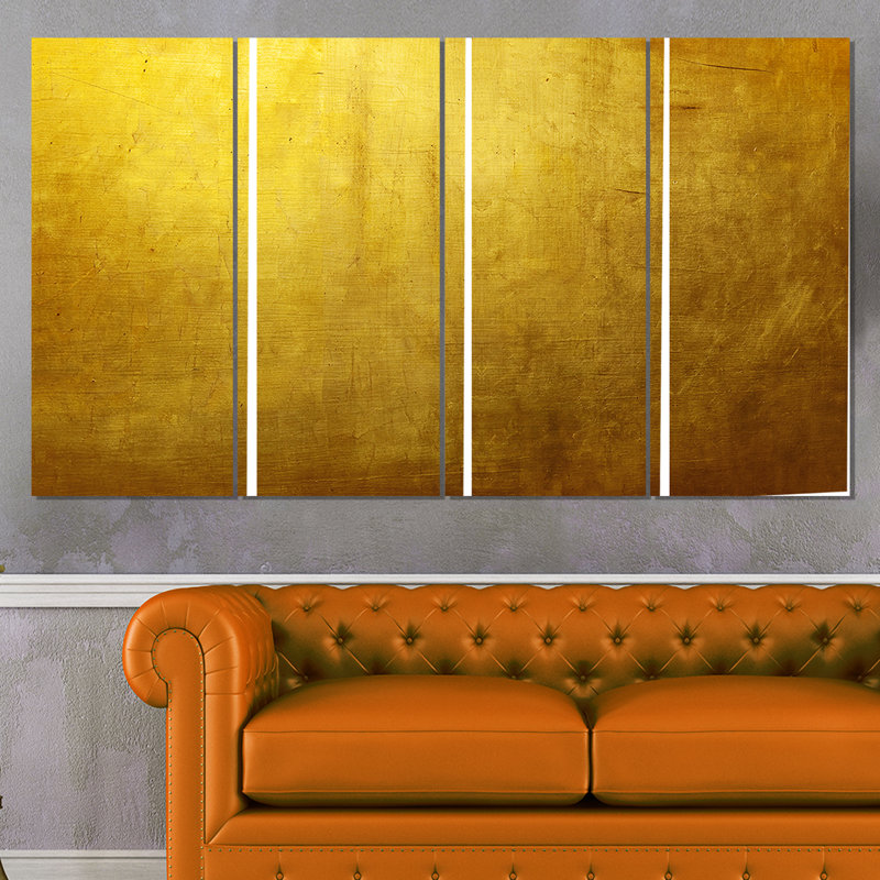Designart Gold Texture Wallpaper 4 Piece Wrapped Canvas Graphic Art Print Set On Canvas Wayfair