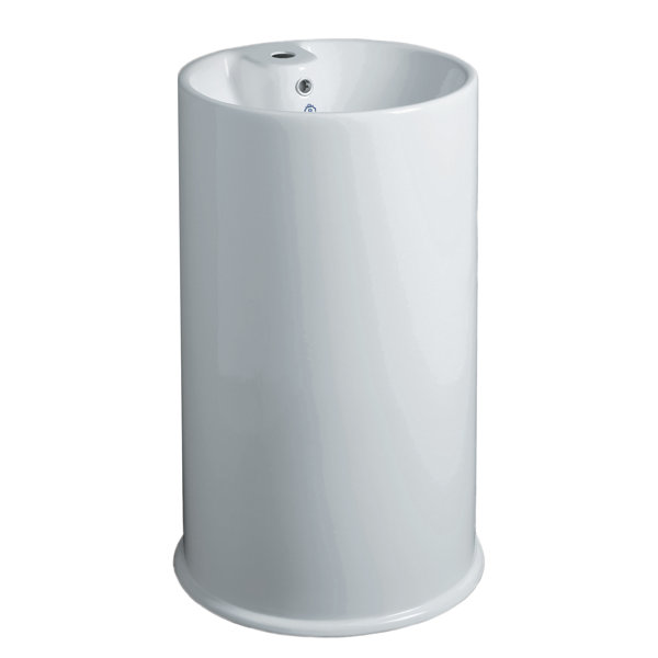 Britannia White Vitreous China Circular Pedestal Bathroom Sink with Overflow