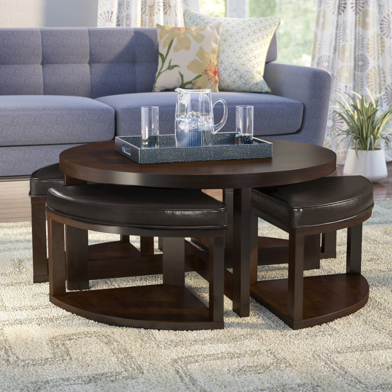 Laude Run Swineford Coffee Table With 4 Nested Stool Reviews Swineford Coffee Table With 4 Nested Stool