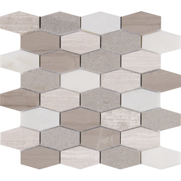 Bellagio Blend Elongated Marble Mosaic Tile in Gray by MSI