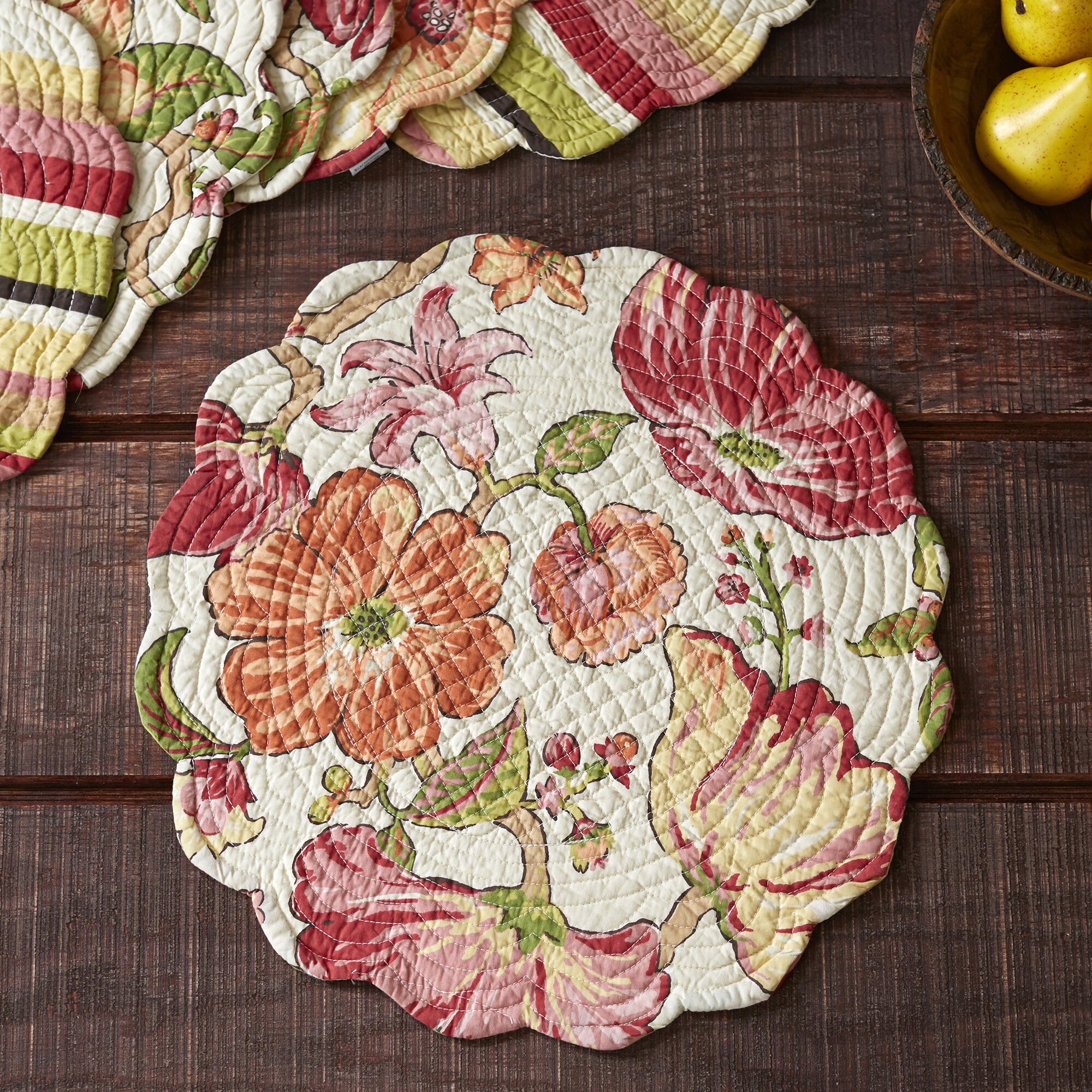 quilted reversible round placemats