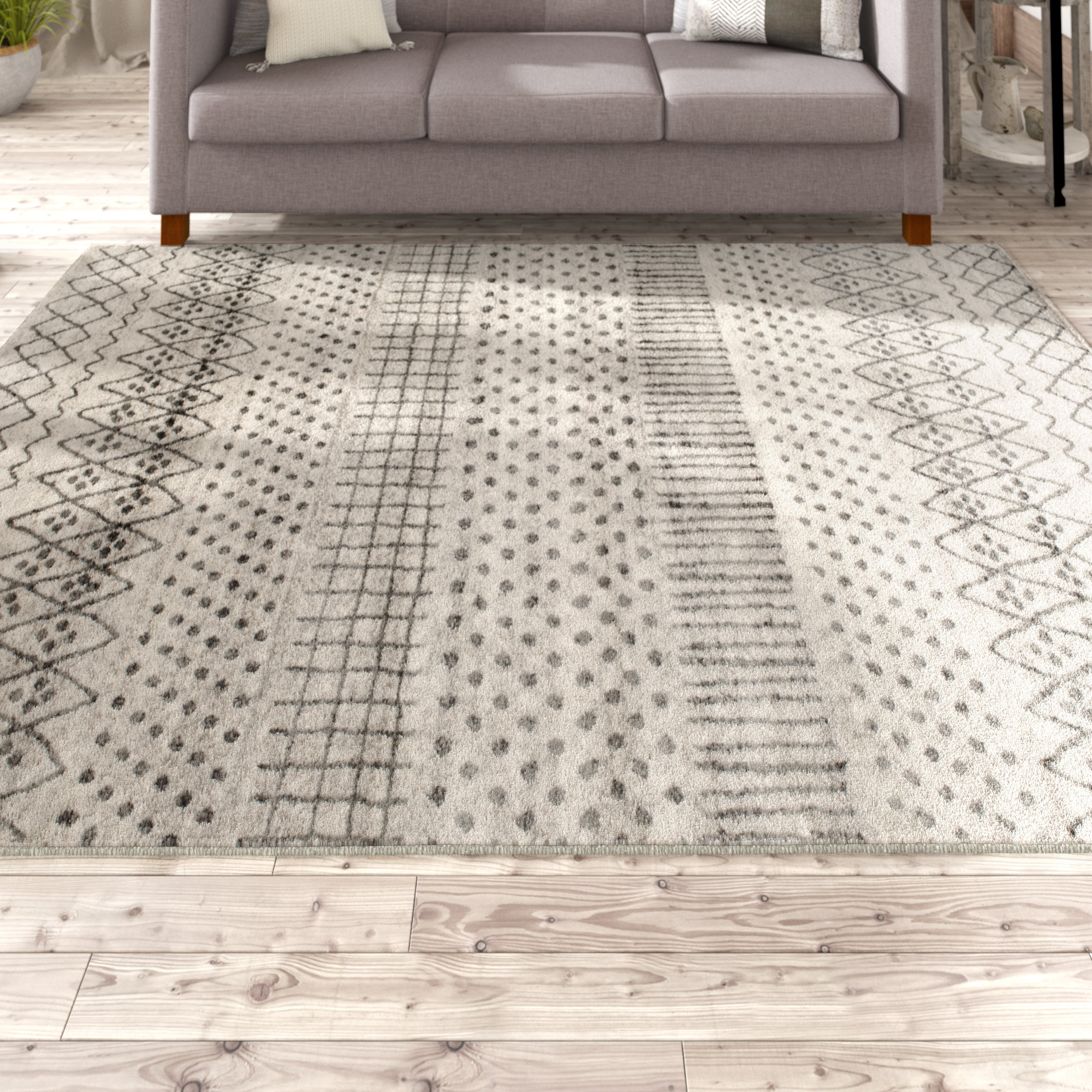 Cosima Ernest Birch White Sterling Gray Area Rug Cosima Ernest Birch White Sterling Gray Area Rug