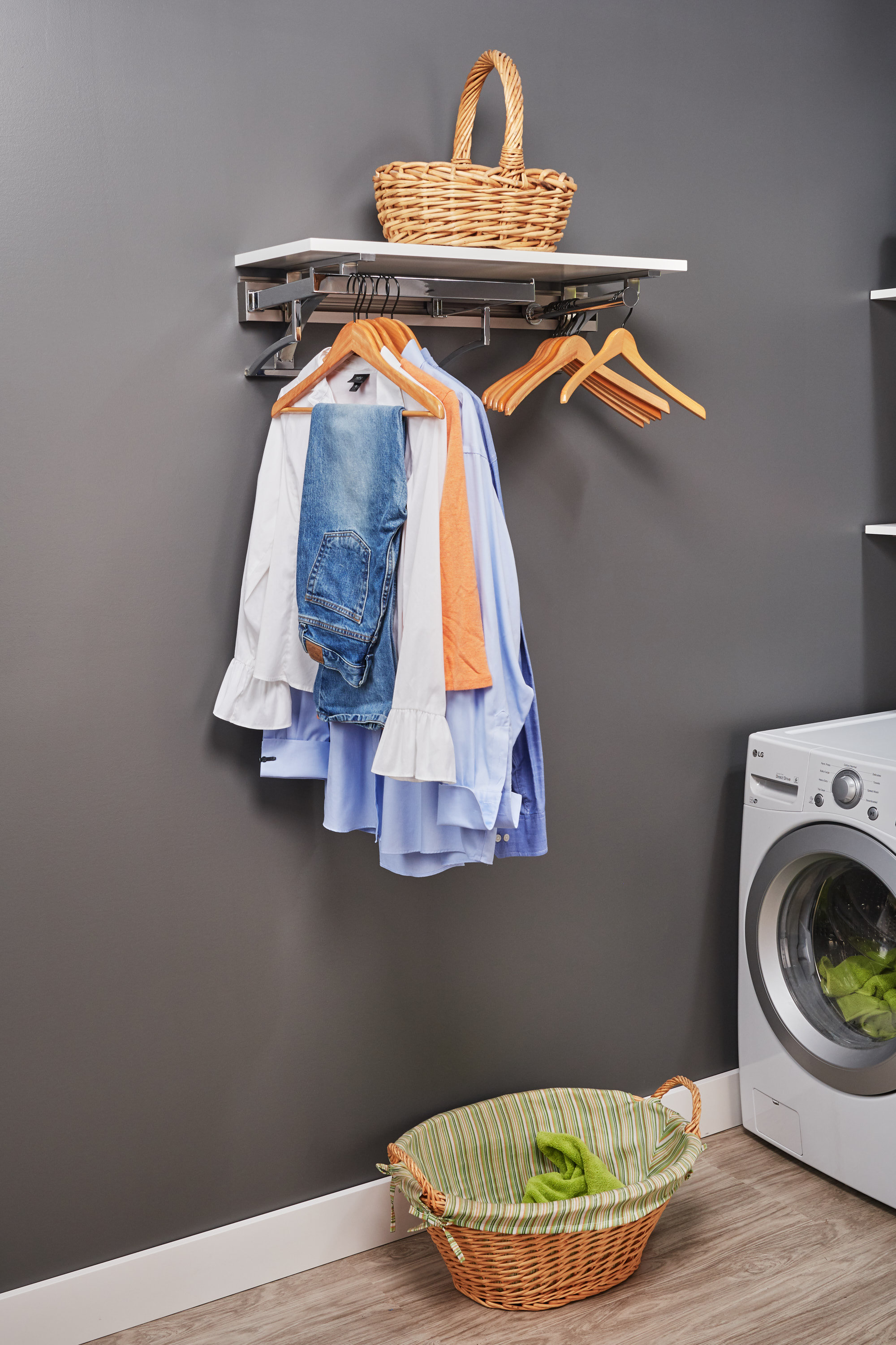 laundry room drying rack wall mounted on Orginnovations Inc Arrange A Space Laundry Room Organizer Wayfair