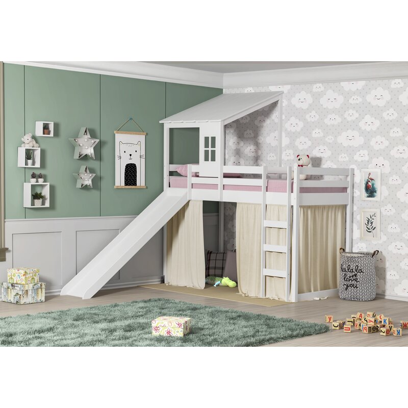 twin low loft bed with storage wayfair