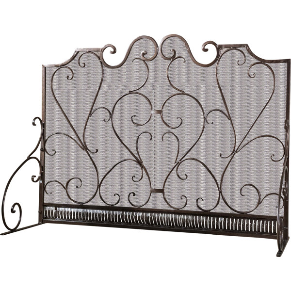 Uriah 3 Panel Iron Fireplace Screen by Fleur De Lis Living