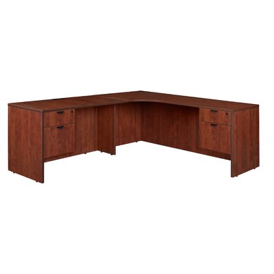 Linh Double Pedestal Credenza Left L Shape Wood Corner Desk