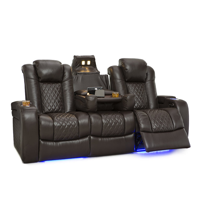 Laude Run Leather Home Theater Sofa Reviews Wayfair Laude Run Leather Home Theater Sofa